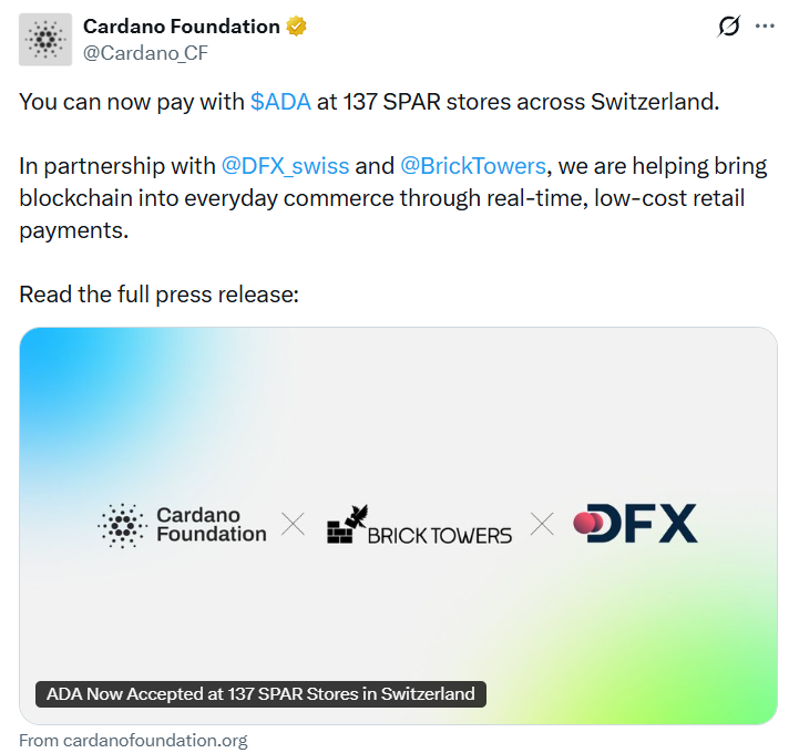 ¡Cardano invadió Suiza! Ahora paga en 137 tiendas Spar como si nada 🚀💸