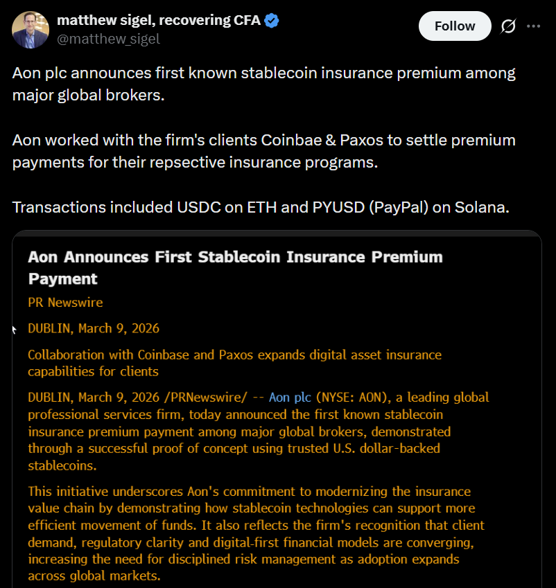 ¡Aon se juega el todo por el todo probando pagos en stablecoins para tus pólizas de seguro!