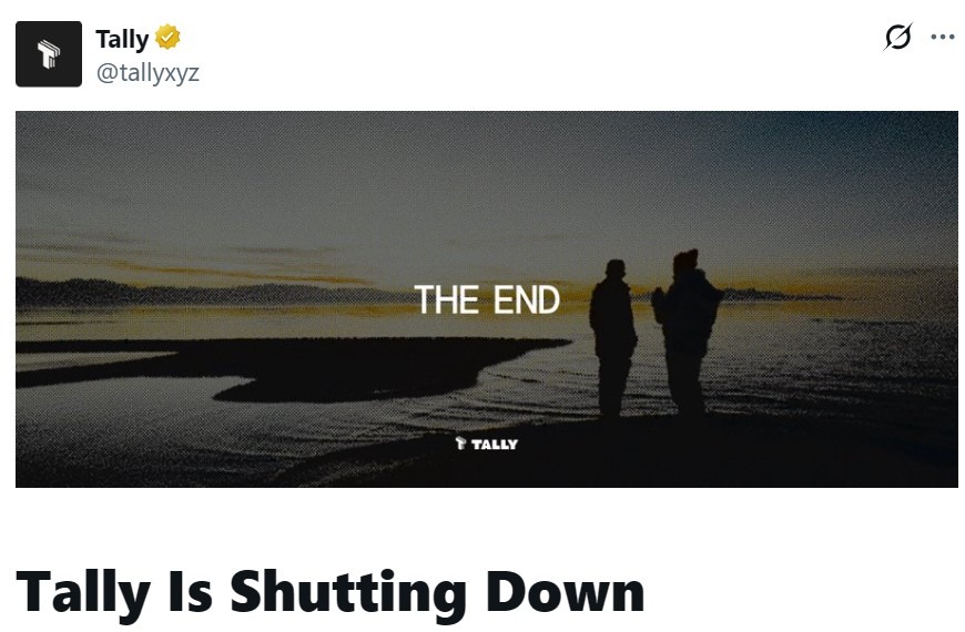 ¡Adiós al ICO! Tally dice “hasta luego” y baja el telón de su plataforma DAO