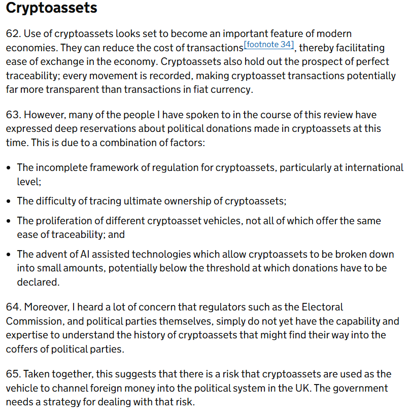 ¡Escándalo en Reino Unido! Piden prohibir por un tiempo las donaciones políticas en cripto ¿Qué está pasando?