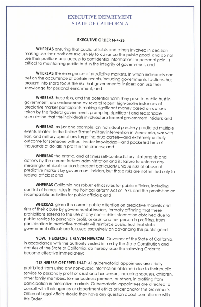 California, Gobierno de EE. UU., Estados Unidos, Mercados de Predicción