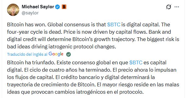 Michael Saylor dice que el ciclo de 4 años de Bitcoin está más muerto que tu WiFi en invierno: ¡entérate por qué!