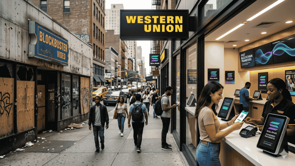 Solana le da un giro de película y evita que Western Union se convierta en el próximo Blockbuster